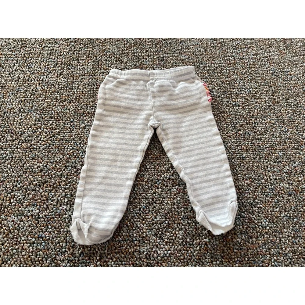 Baby Gear Girls Gray & White Striped Ruffle Leggings 3-6M